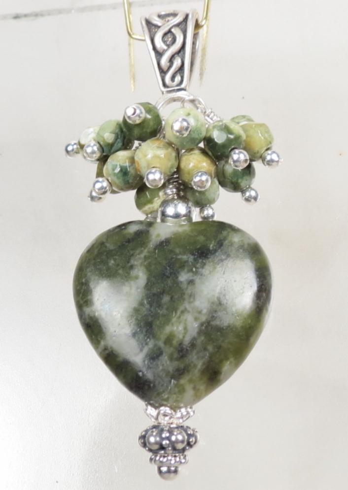 ISOLDE of Ireland Pendant Irish Connemara Marble Heart Silver Celtic Medieval Style ISOLDE of Ireland Pendant Irish Connemara Marble Heart Silver Celtic Medieval Style