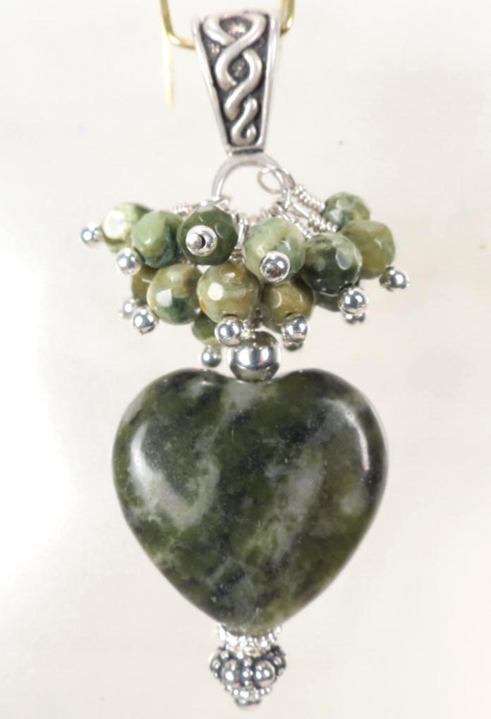 ISOLDE of Ireland Pendant Irish Connemara Marble Heart Silver Celtic Medieval Style ISOLDE of Ireland Pendant Irish Connemara Marble Heart Silver Celtic Medieval Style