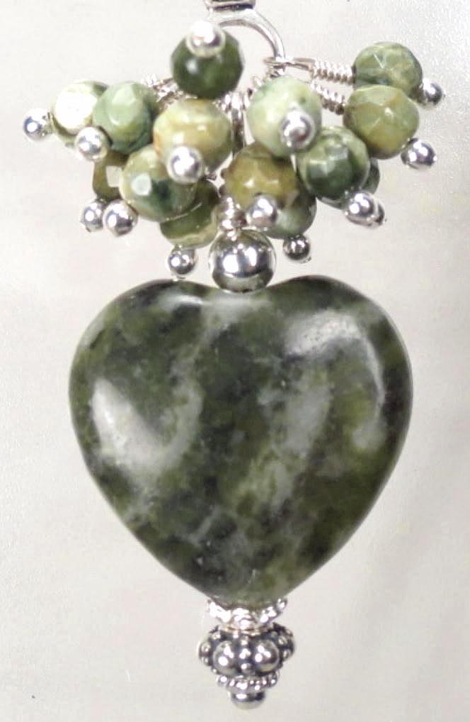 ISOLDE of Ireland Pendant Irish Connemara Marble Heart Silver Celtic Medieval Style ISOLDE of Ireland Pendant Irish Connemara Marble Heart Silver Celtic Medieval Style
