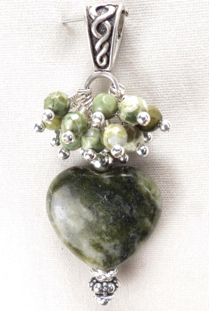 ISOLDE of Ireland Pendant Irish Connemara Marble Heart Silver Celtic Medieval Style ISOLDE of Ireland Pendant Irish Connemara Marble Heart Silver Celtic Medieval Style