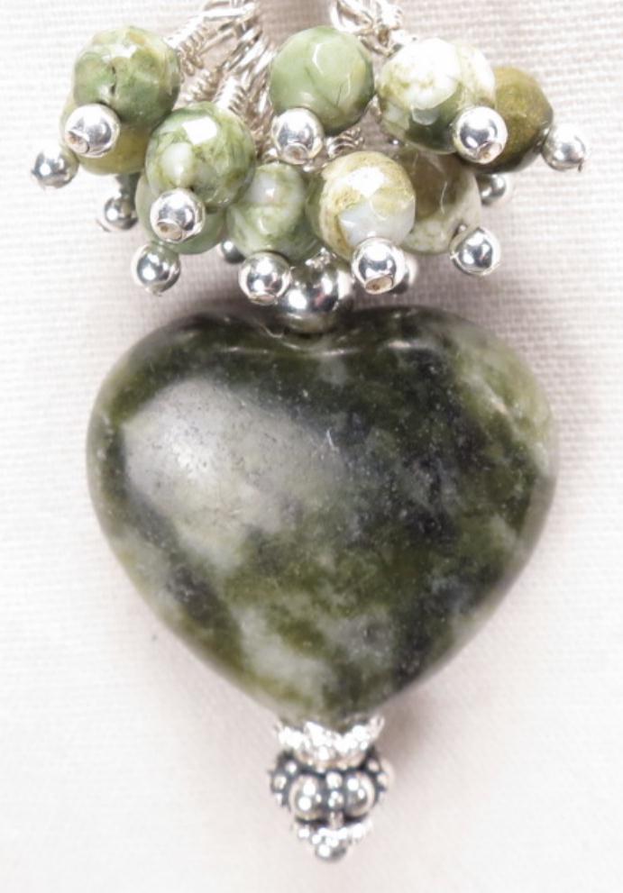ISOLDE of Ireland Pendant Irish Connemara Marble Heart Silver Celtic Medieval Style ISOLDE of Ireland Pendant Irish Connemara Marble Heart Silver Celtic Medieval Style