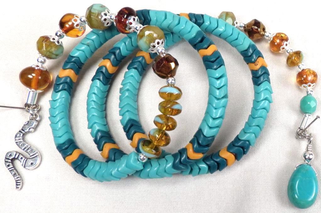 ARIADNE Snake Coil Bracelet Amber Turquoise African Snake Beads Serpent Charm ARIADNE Snake Coil Bracelet Amber Turquoise African Snake Beads Serpent Charm