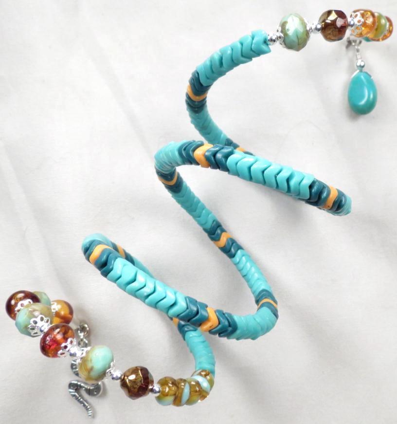 ARIADNE Snake Coil Bracelet Amber Turquoise African Snake Beads Serpent Charm ARIADNE Snake Coil Bracelet Amber Turquoise African Snake Beads Serpent Charm