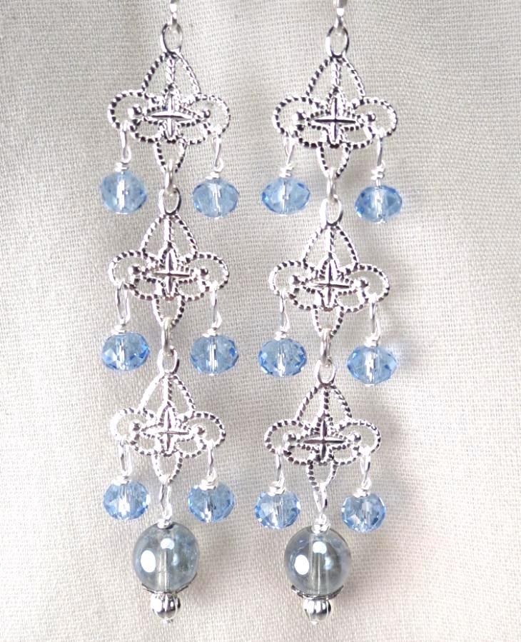 MELUSINE Earrings Blue Mystic Crystal Medieval Water Enchantress MELUSINE Earrings Blue Mystic Crystal Medieval Water Enchantress