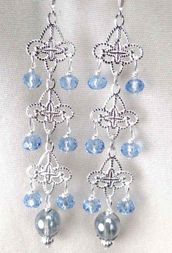 MELUSINE Earrings Blue Mystic Crystal Medieval Water Enchantress MELUSINE Earrings Blue Mystic Crystal Medieval Water Enchantress