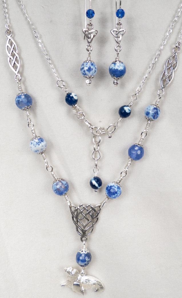 SELKIE Celtic Medieval Style Seal Charm Blue Agate & Silver Set SELKIE Celtic Medieval Style Seal Charm Blue Agate & Silver Set