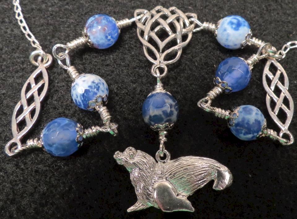 SELKIE Celtic Medieval Style Seal Charm Blue Agate & Silver Set SELKIE Celtic Medieval Style Seal Charm Blue Agate & Silver Set