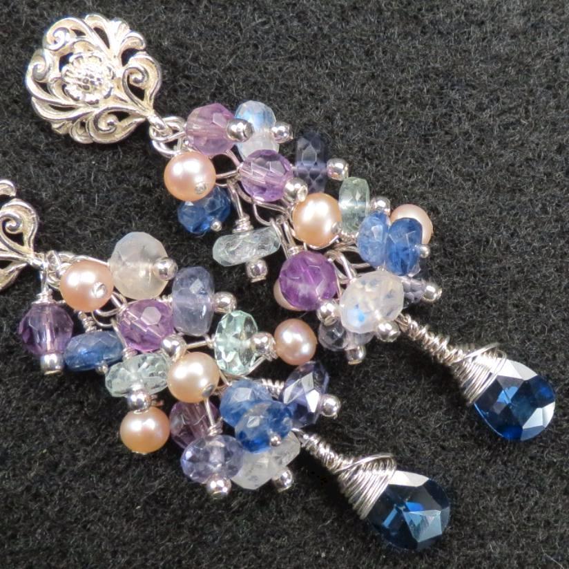 MELUSINE Earrings Medieval Water Enchantress Moonstone Amethyst Iolite Kyanite Aquamarine Silver MELUSINE Earrings Medieval Water Enchantress Moonstone Amethyst Iolite Kyanite Aquamarine Silver