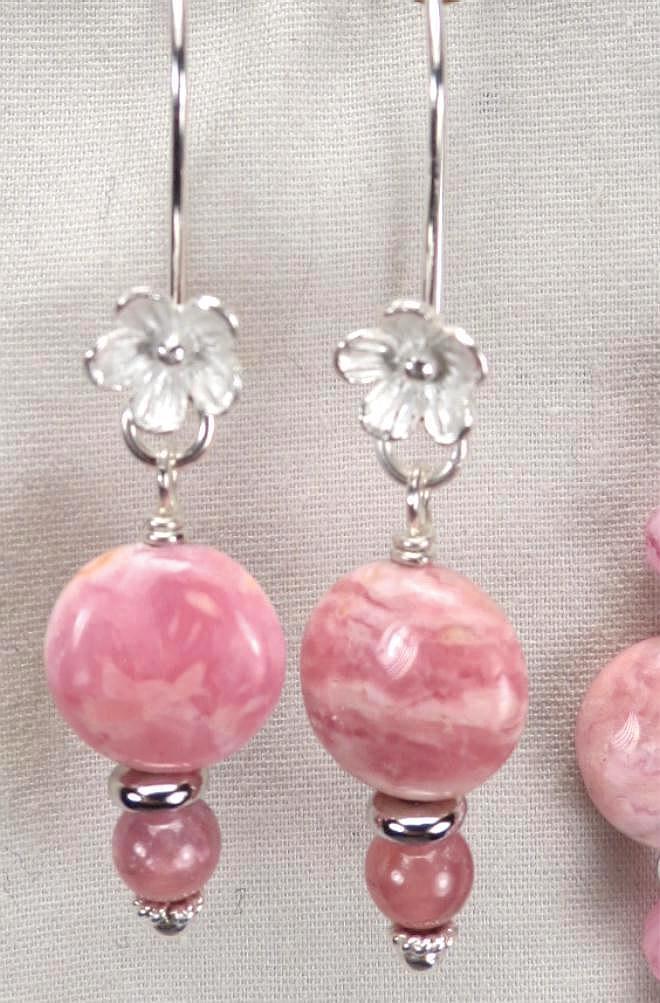 The Great Inca Priestesses Bracelet Earrings SET Rhodochrosite Peruvian Opal Silver The Great Inca Priestesses Bracelet Earrings SET Rhodochrosite Peruvian Opal Silver