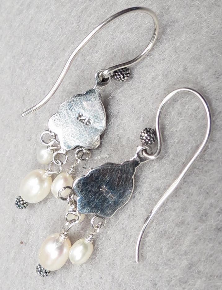 Tudor Renaissance Style Earrings Cultured Freshwater Pearl Chandelier Silver Tudor Renaissance Style Earrings Cultured Freshwater Pearl Chandelier Silver