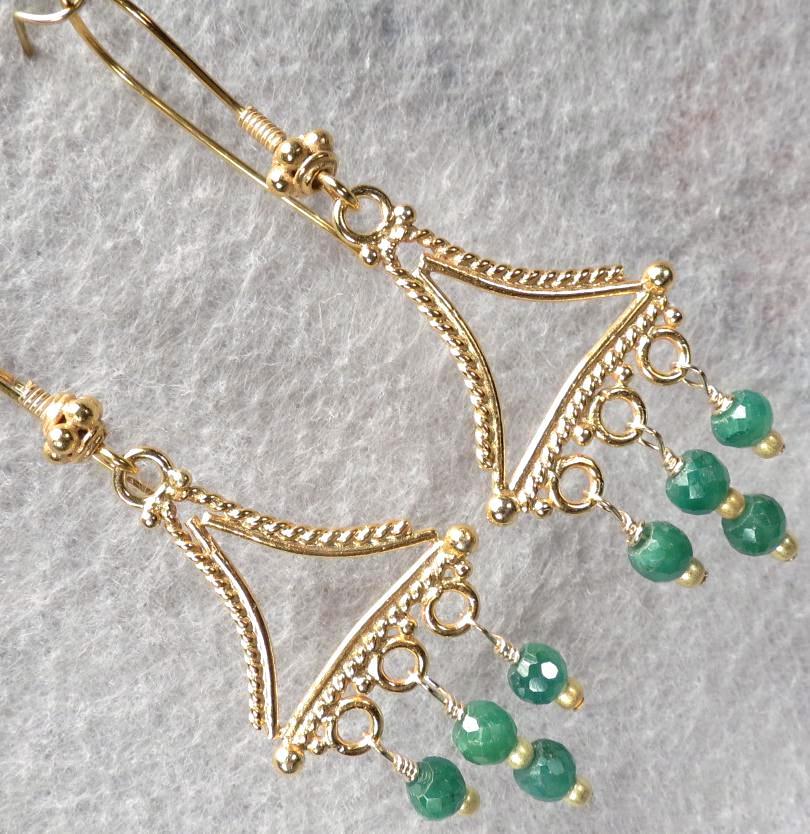 VENUS IN GREEN Emerald Earrings Ancient Roman Style 24K GV VENUS IN GREEN Emerald Earrings Ancient Roman Style 24K GV