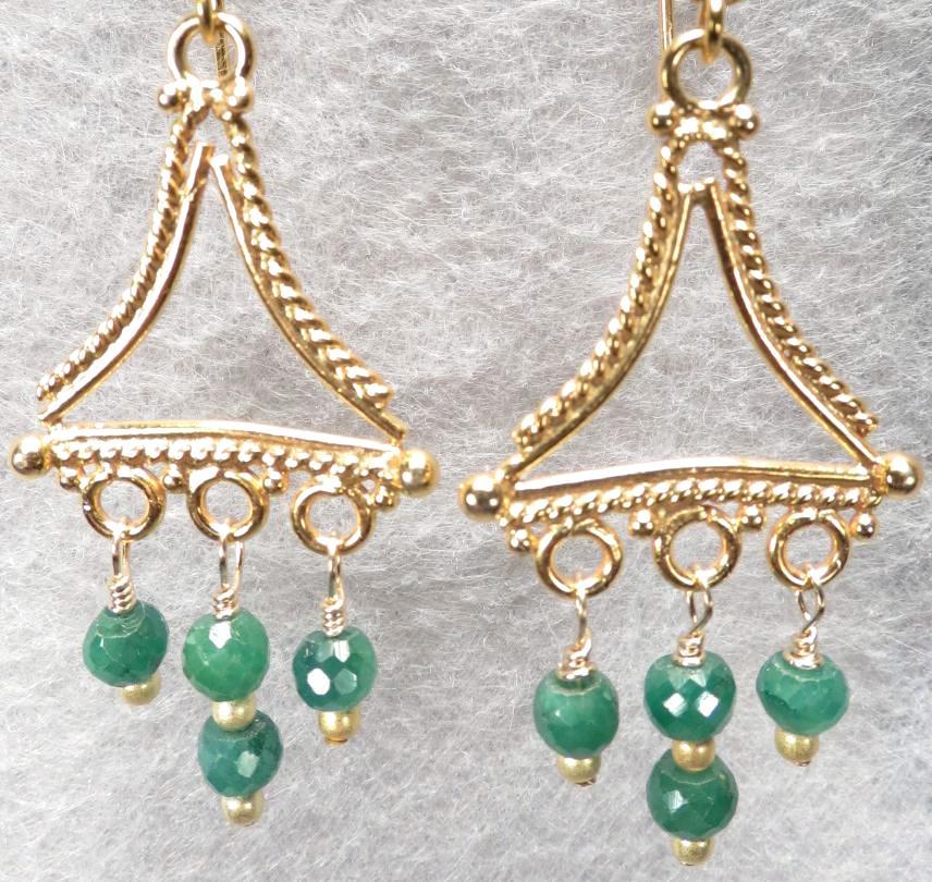 VENUS IN GREEN Emerald Earrings Ancient Roman Style 24K GV VENUS IN GREEN Emerald Earrings Ancient Roman Style 24K GV