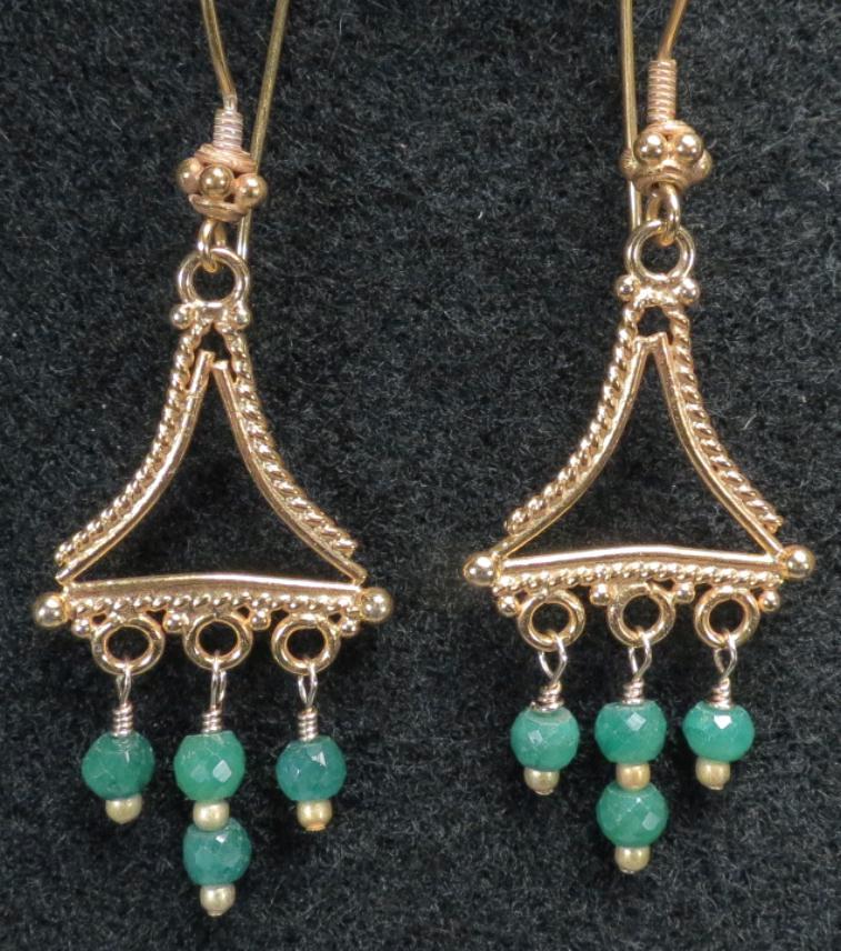 VENUS IN GREEN Emerald Earrings Ancient Roman Style 24K GV VENUS IN GREEN Emerald Earrings Ancient Roman Style 24K GV
