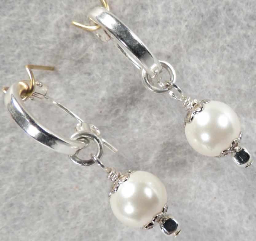 TUDOR PEARL Hoop Earrings Swarovski Crystal Pearl Silver Tudor Renaissance Style TUDOR PEARL Hoop Earrings Swarovski Crystal Pearl Silver Tudor Renaissance Style