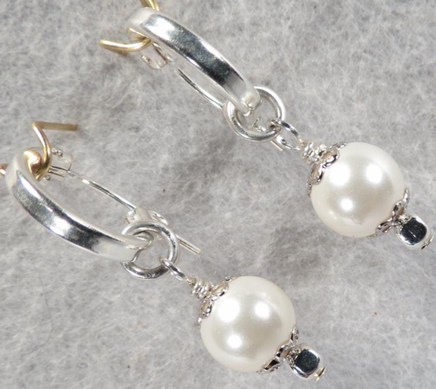 TUDOR PEARL Hoop Earrings Swarovski Crystal Pearl Silver Tudor Renaissance Style TUDOR PEARL Hoop Earrings Swarovski Crystal Pearl Silver Tudor Renaissance Style