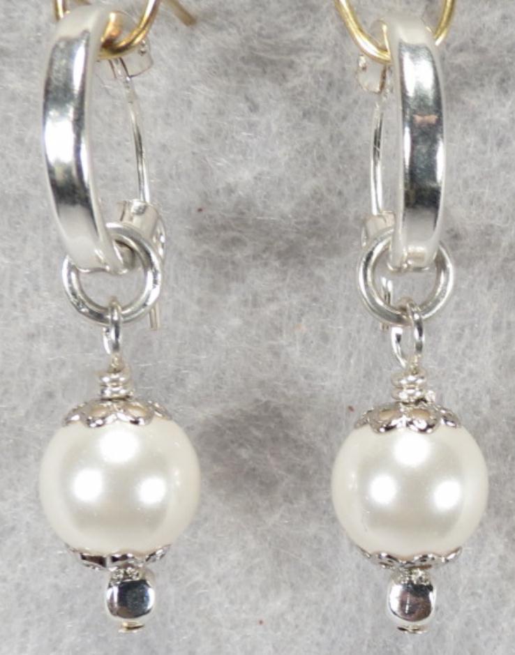 TUDOR PEARL Hoop Earrings Swarovski Crystal Pearl Silver Tudor Renaissance Style TUDOR PEARL Hoop Earrings Swarovski Crystal Pearl Silver Tudor Renaissance Style