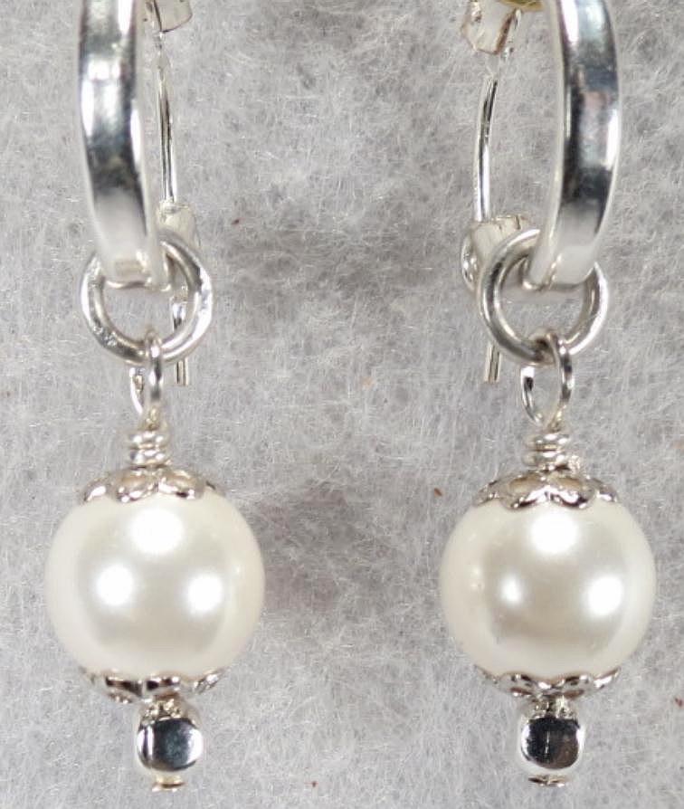 TUDOR PEARL Hoop Earrings Swarovski Crystal Pearl Silver Tudor Renaissance Style TUDOR PEARL Hoop Earrings Swarovski Crystal Pearl Silver Tudor Renaissance Style