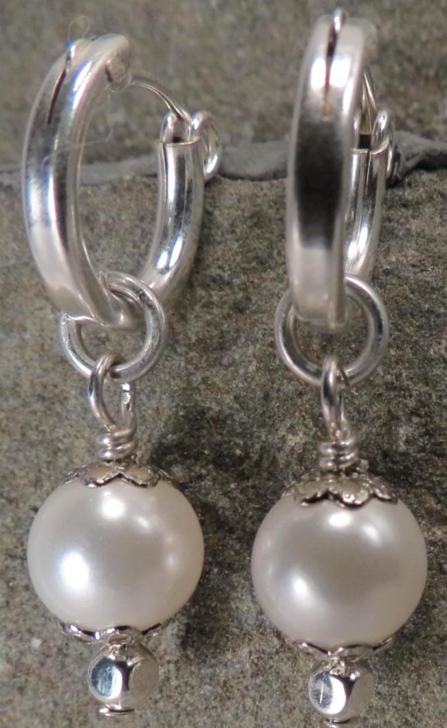 TUDOR PEARL Hoop Earrings Swarovski Crystal Pearl Silver Tudor Renaissance Style TUDOR PEARL Hoop Earrings Swarovski Crystal Pearl Silver Tudor Renaissance Style