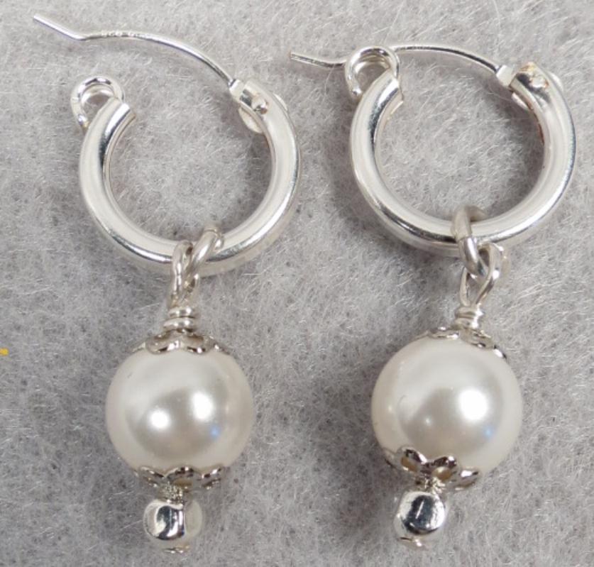 TUDOR PEARL Hoop Earrings Swarovski Crystal Pearl Silver Tudor Renaissance Style TUDOR PEARL Hoop Earrings Swarovski Crystal Pearl Silver Tudor Renaissance Style