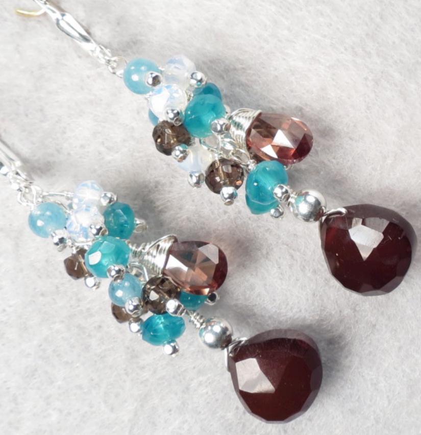 Bellagio Chocolate Earrings Smoky Quartz Chalcedony Hemimorphite Czech Art Glass Cubic Zirconia Bellagio Chocolate Earrings Smoky Quartz Chalcedony Hemimorphite Czech Art Glass Cubic Zirconia