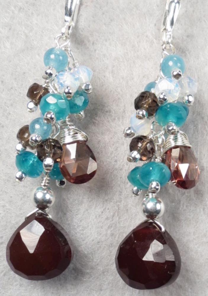 Bellagio Chocolate Earrings Smoky Quartz Chalcedony Hemimorphite Czech Art Glass Cubic Zirconia Bellagio Chocolate Earrings Smoky Quartz Chalcedony Hemimorphite Czech Art Glass Cubic Zirconia