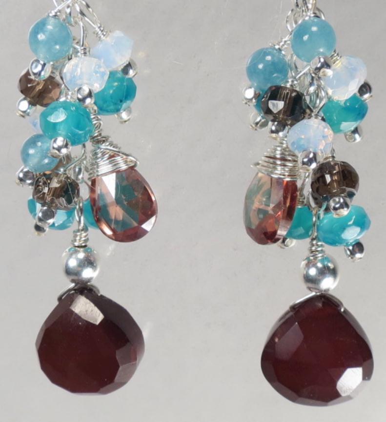 Bellagio Chocolate Earrings Smoky Quartz Chalcedony Hemimorphite Czech Art Glass Cubic Zirconia Bellagio Chocolate Earrings Smoky Quartz Chalcedony Hemimorphite Czech Art Glass Cubic Zirconia