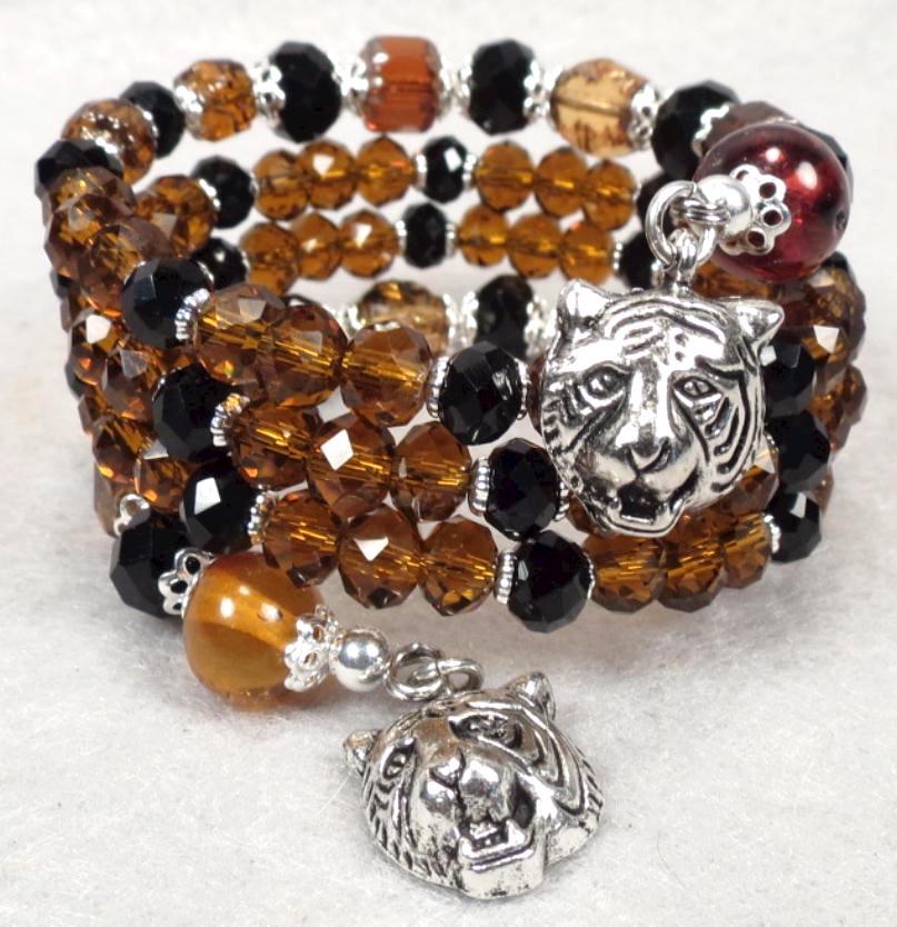 Caterina The Tigress Coil Bracelet Baltic Amber Jet & Tawny Crystal Renaissance Style Caterina The Tigress Coil Bracelet Baltic Amber Jet & Tawny Crystal Renaissance Style