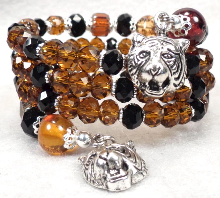 Caterina The Tigress Coil Bracelet Baltic Amber Jet & Tawny Crystal Renaissance Style Caterina The Tigress Coil Bracelet Baltic Amber Jet & Tawny Crystal Renaissance Style