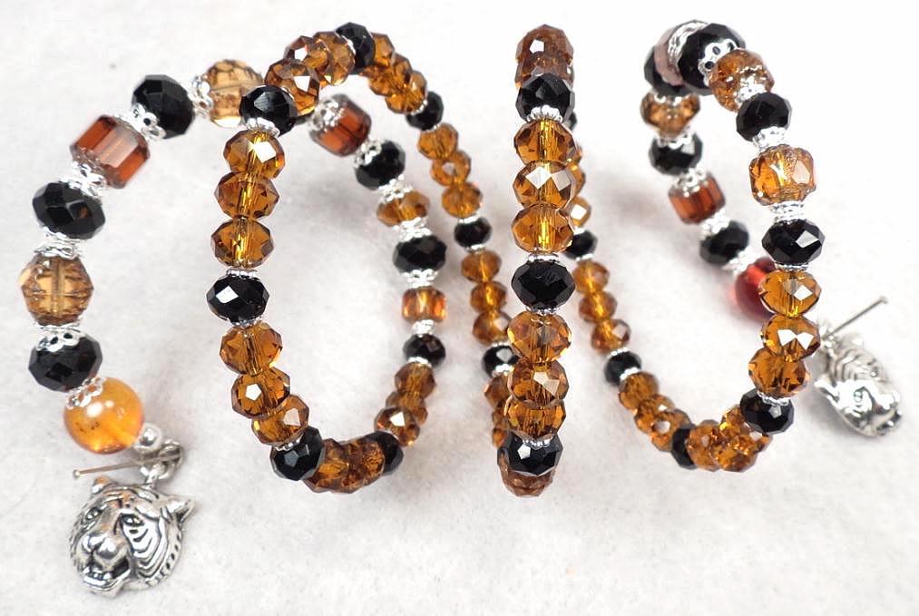 Caterina The Tigress Coil Bracelet Baltic Amber Jet & Tawny Crystal Renaissance Style Caterina The Tigress Coil Bracelet Baltic Amber Jet & Tawny Crystal Renaissance Style