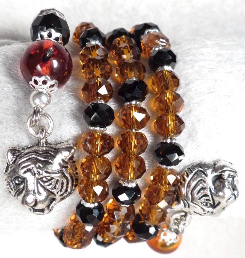 Caterina The Tigress Coil Bracelet Baltic Amber Jet & Tawny Crystal Renaissance Style Caterina The Tigress Coil Bracelet Baltic Amber Jet & Tawny Crystal Renaissance Style