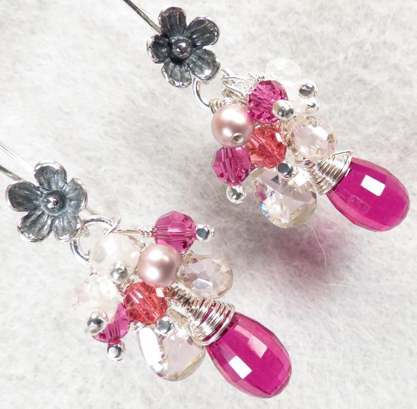 NAHEMA Earrings Rubellite-Color Cubic Zirconia Moonstone Crystal NAHEMA Earrings Rubellite-Color Cubic Zirconia Moonstone Crystal