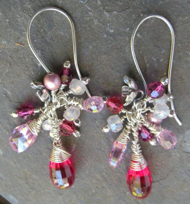 NAHEMA Earrings Rubellite-Color Cubic Zirconia Moonstone Crystal NAHEMA Earrings Rubellite-Color Cubic Zirconia Moonstone Crystal