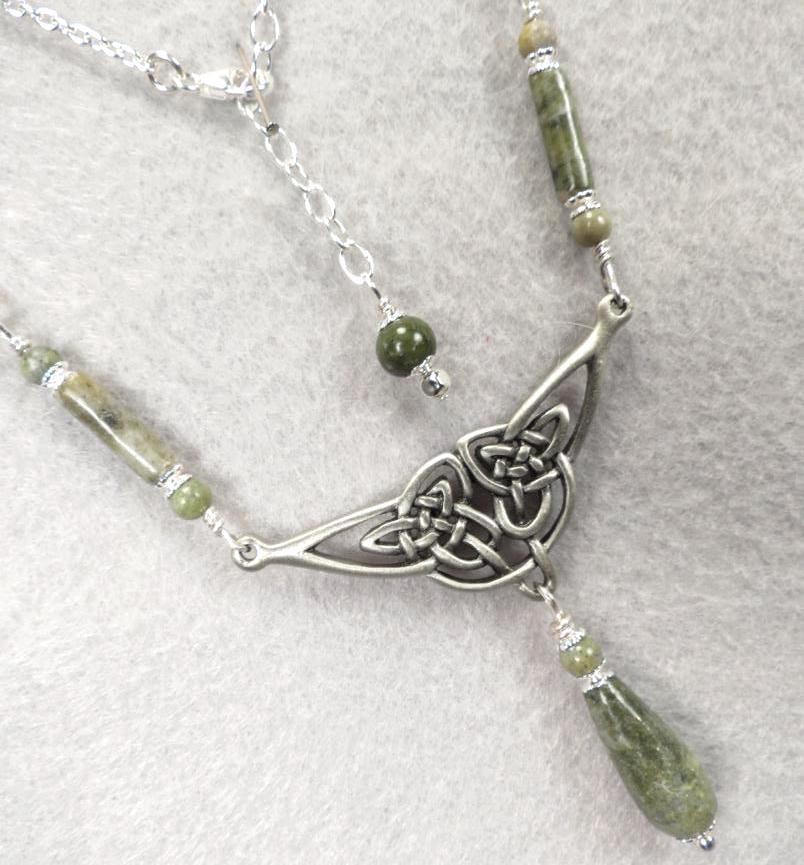 ISOLDE Necklace Irish Connemara Marble Celtic Medieval Style ISOLDE Necklace Irish Connemara Marble Celtic Medieval Style