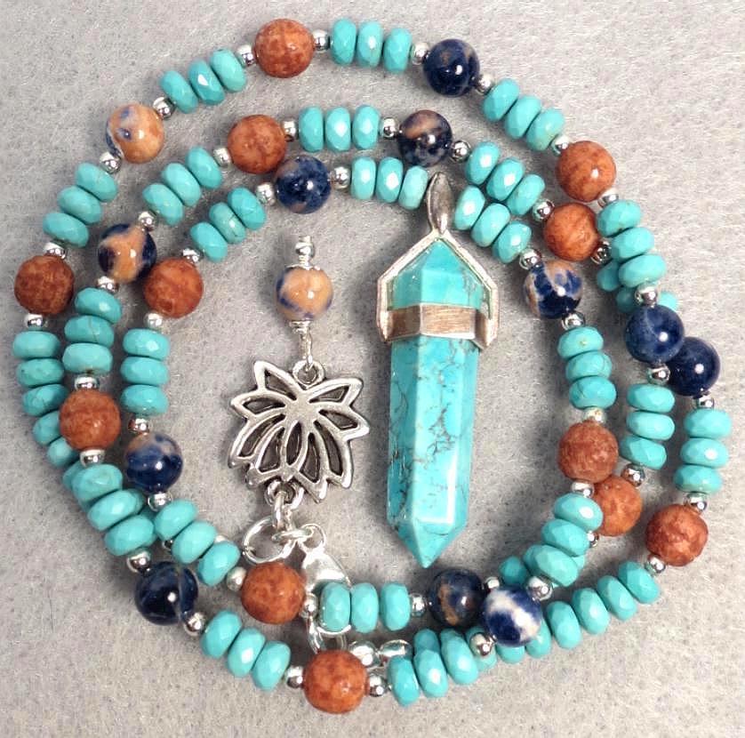 Turquoise Pendant Sodalite 'Terra Cotta' Glass Ancient Egyptian Style