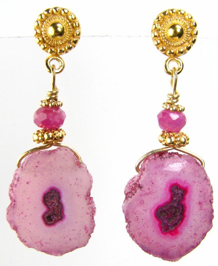 NAHEMA Earrings Pink Solar Quartz Ruby 24K GV NAHEMA Earrings Pink Solar Quartz Ruby 24K GV