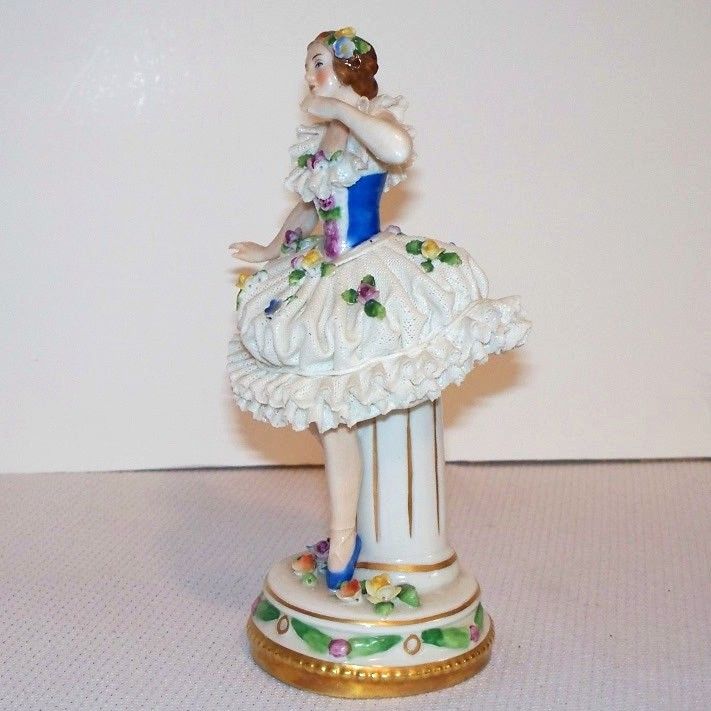 Sitzendorf German Porcelain Dresden Lace Ballerina Sitzendorf German Porcelain Dresden Lace Ballerina
