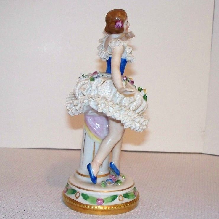 Sitzendorf German Porcelain Dresden Lace Ballerina Sitzendorf German Porcelain Dresden Lace Ballerina