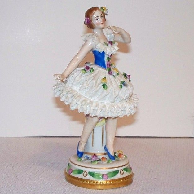 Sitzendorf German Porcelain Dresden Lace Ballerina Sitzendorf German Porcelain Dresden Lace Ballerina