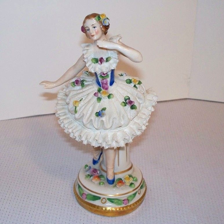 Sitzendorf German Porcelain Dresden Lace Ballerina Sitzendorf German Porcelain Dresden Lace Ballerina
