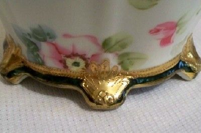 Hand Painted Nippon Biscuit Cracker Jar with Gold Moriage Hand Painted Nippon Biscuit Cracker Jar with Gold Moriage