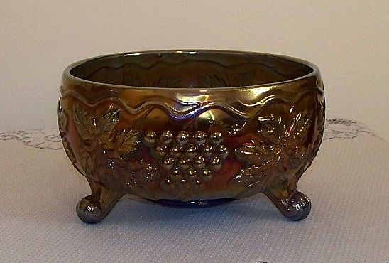 Fenton Vintage Grape Delight Blue Carnival Glass Fernery Bowl Fenton Vintage Grape Delight Blue Carnival Glass Fernery Bowl