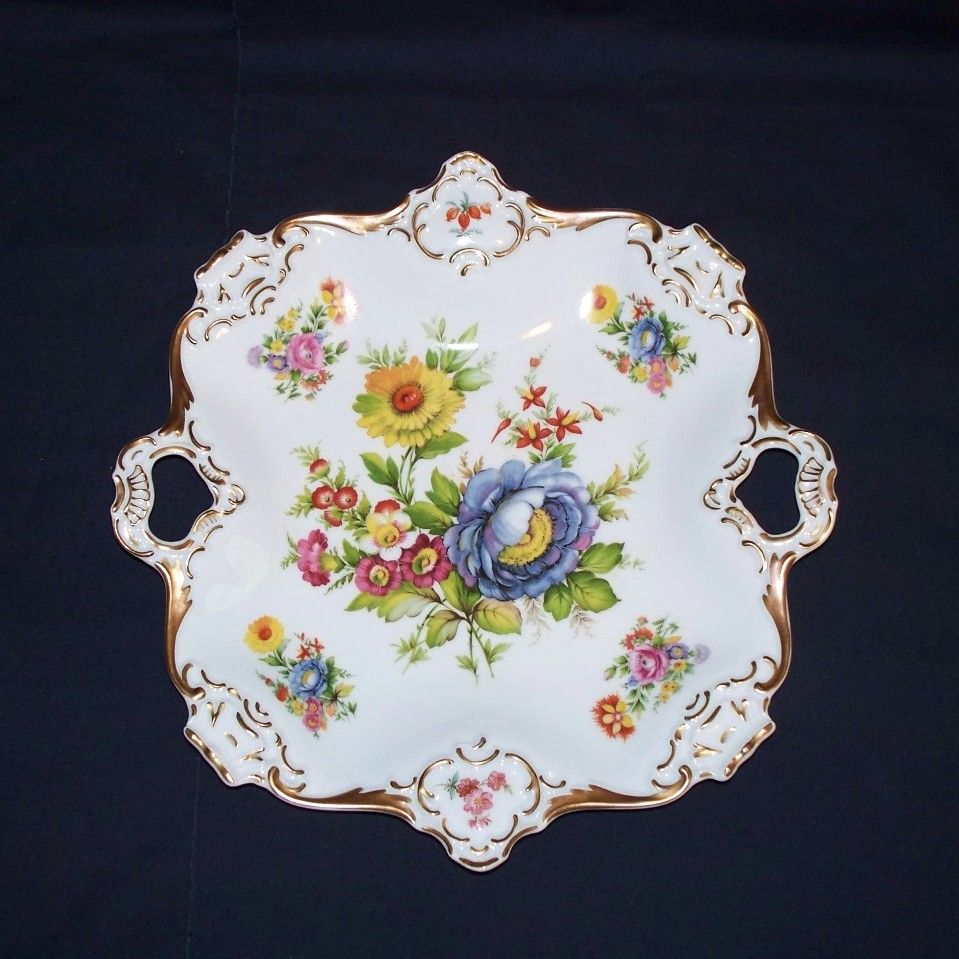 Kaiser W Germany Floral Handled Serving Plate Kaiser W Germany Floral Handled Serving Plate