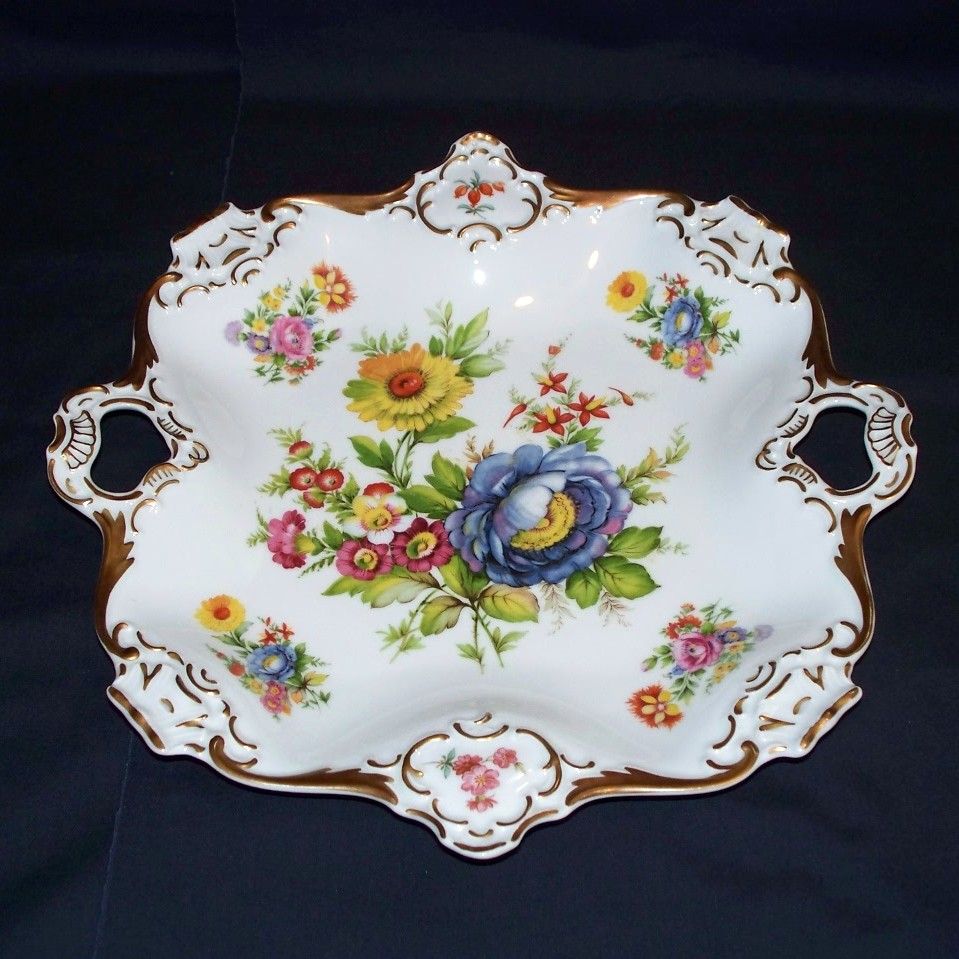 Kaiser W Germany Floral Handled Serving Plate Kaiser W Germany Floral Handled Serving Plate
