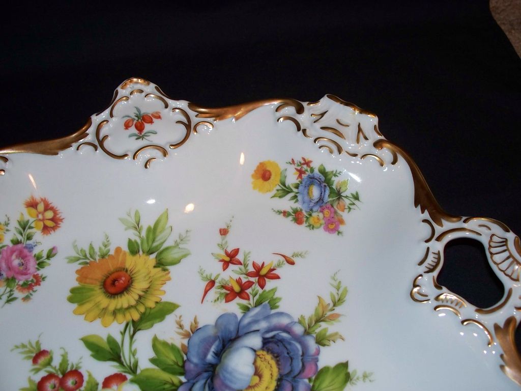 Kaiser W Germany Floral Handled Serving Plate Kaiser W Germany Floral Handled Serving Plate