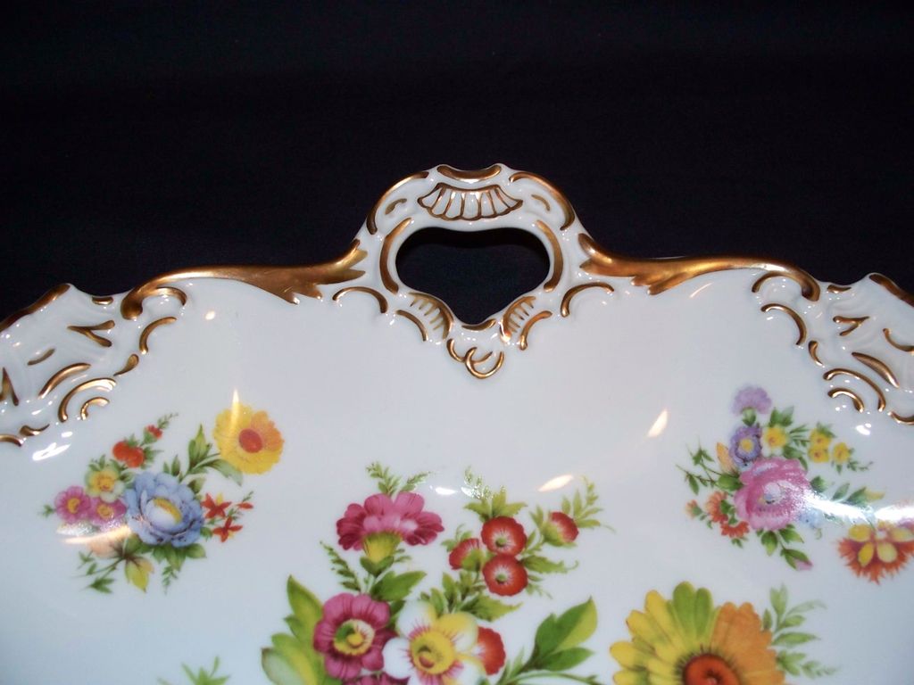 Kaiser W Germany Floral Handled Serving Plate Kaiser W Germany Floral Handled Serving Plate