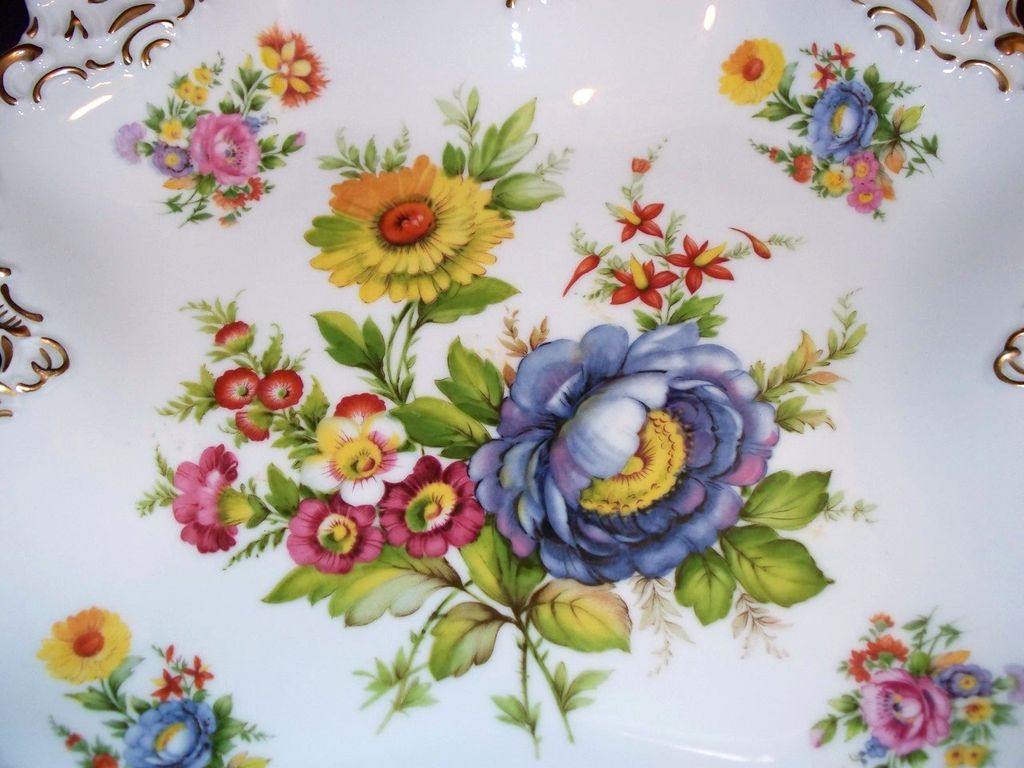 Kaiser W Germany Floral Handled Serving Plate Kaiser W Germany Floral Handled Serving Plate
