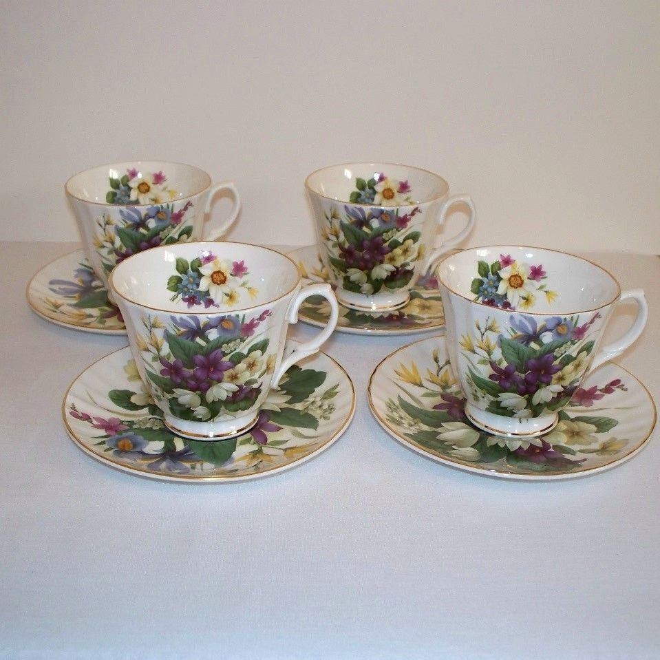 Crown Victorian Violets Teacups and Saucers Crown Victorian Violets Teacups and Saucers