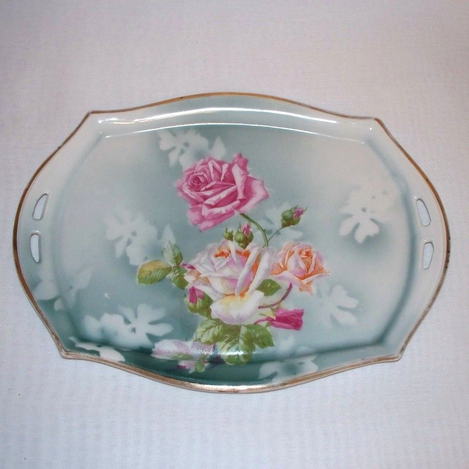 C. Tielsch Germany Roses Vanity Dresser Tray C. Tielsch Germany Roses Vanity Dresser Tray