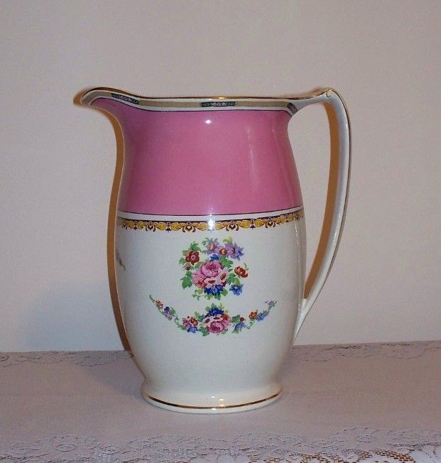 Swinnertons Pink and White Water Pitcher and Wash Basin Swinnertons Pink and White Water Pitcher and Wash Basin