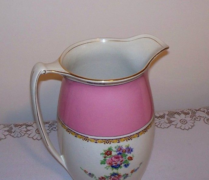 Swinnertons Pink and White Water Pitcher and Wash Basin Swinnertons Pink and White Water Pitcher and Wash Basin